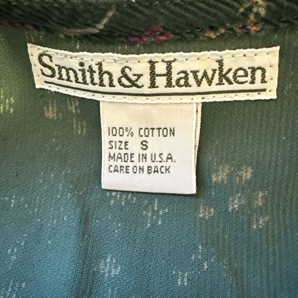 VTG Smith & Hawken Small corduroy Floral Print jumper Dress Pleated Button front - Picture 8 of 9